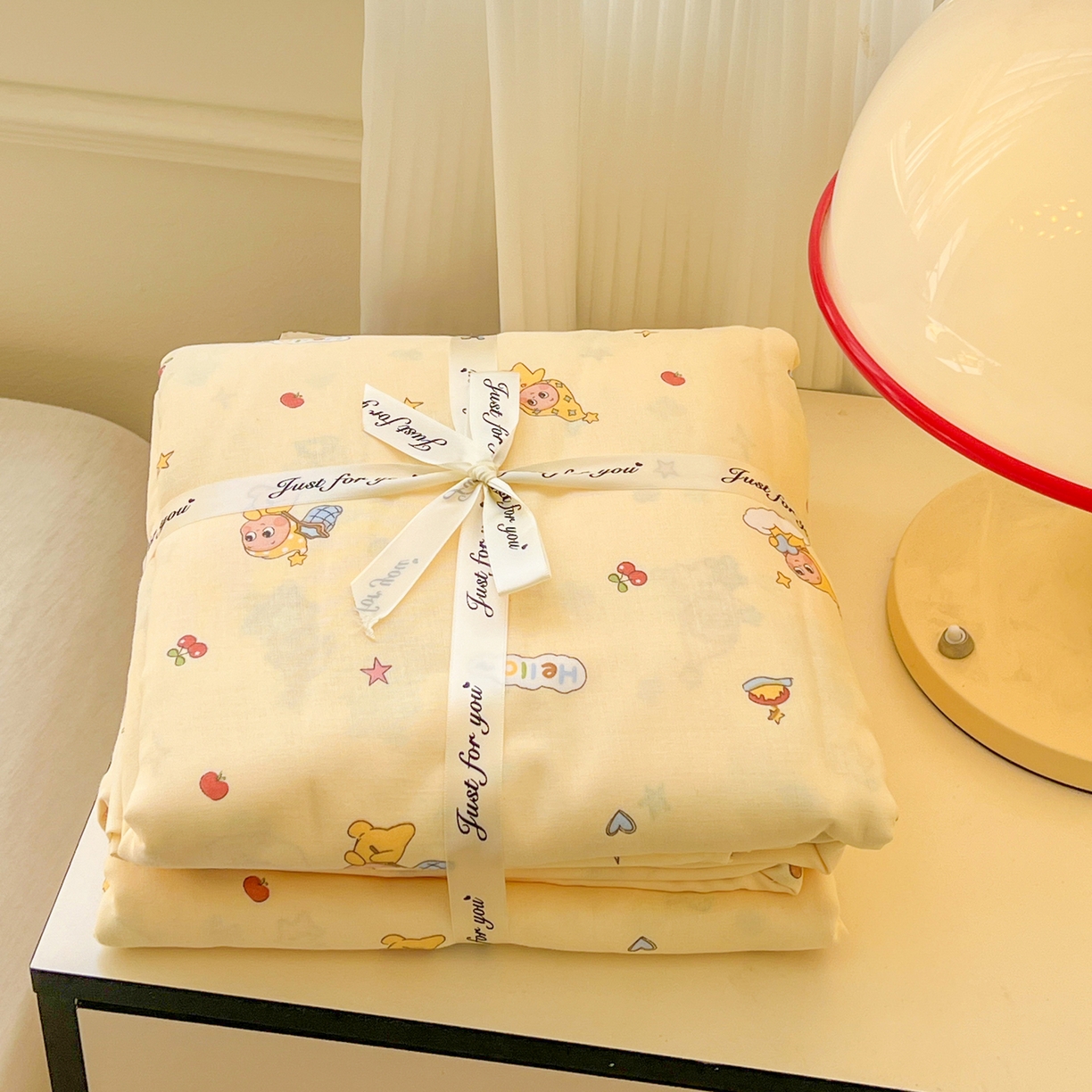 91家纺网 家纺一手货源 找家纺 感遇家纺 2026新款A类全棉有氧双层纱卡通四件套 组合