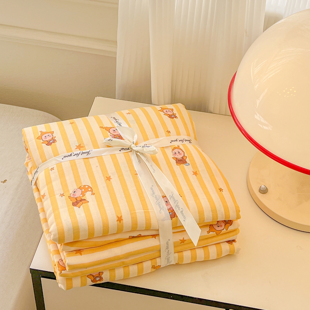 91家纺网 家纺一手货源 找家纺 感遇家纺 2026新款A类全棉有氧双层纱卡通四件套 组合