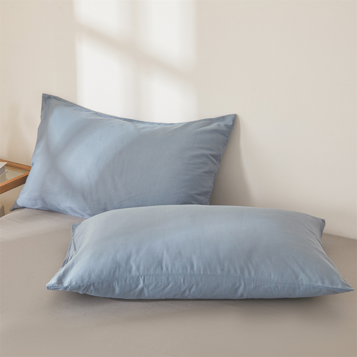 91家纺网 家纺一手货源 找家纺 晓时候 2026新款纯色100%里外全棉新疆棉花被纯棉夏凉被空调被夏被四件套被子被芯 里外全棉-海蓝拼灰