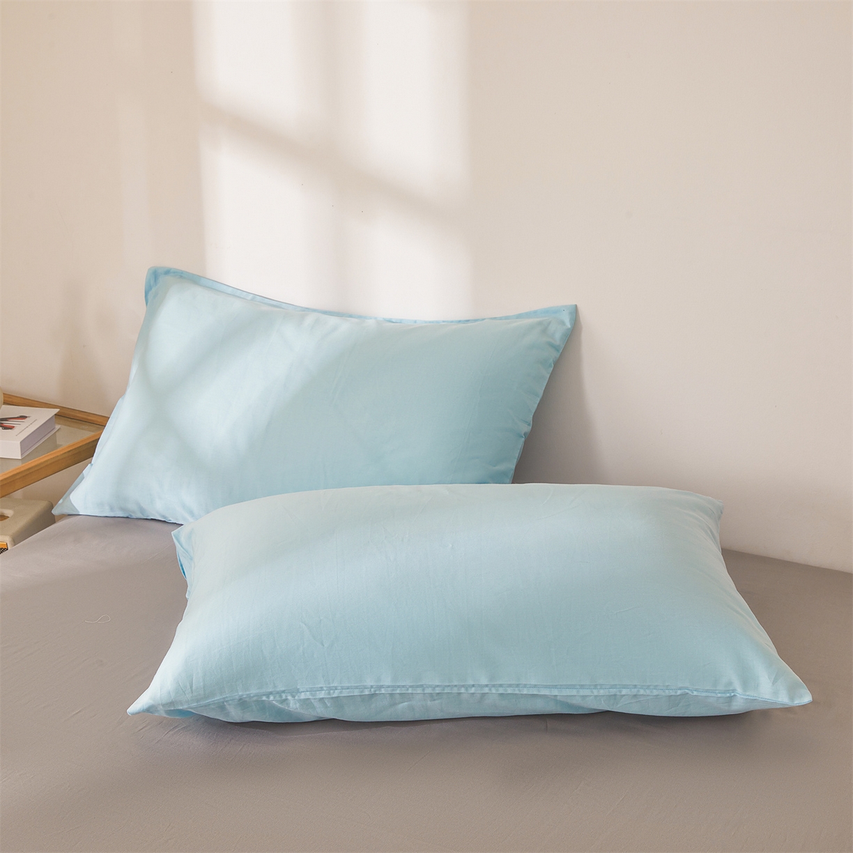 91家纺网 家纺一手货源 找家纺 晓时候 2026新款纯色100%里外全棉新疆棉花被纯棉夏凉被空调被夏被四件套被子被芯 里外全棉-天空蓝拼灰