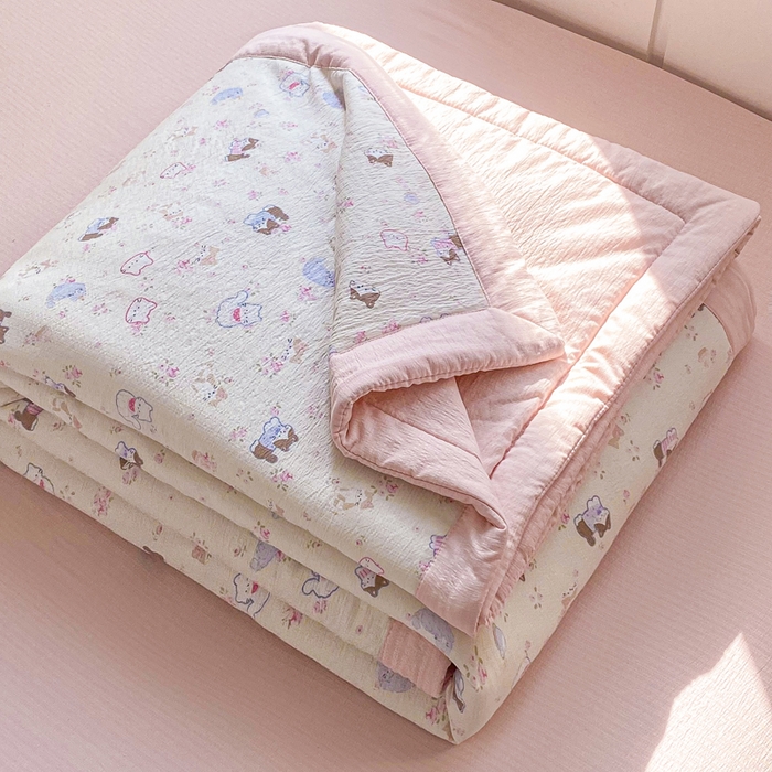 91家纺网 家纺一手货源 找家纺 （总）爱屋及屋 2026春夏新款小清新双层纱宽包边棉花夏被夏凉被空调被