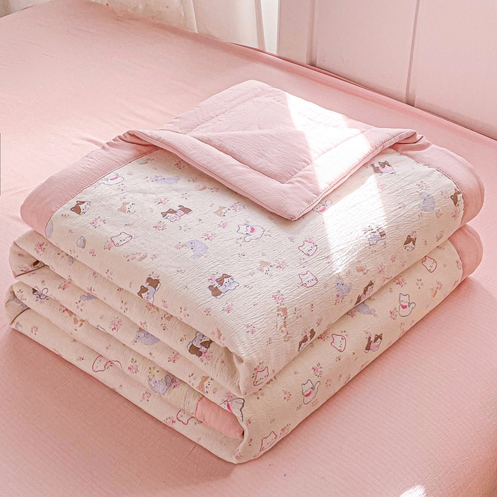 91家纺网 家纺一手货源 找家纺 （总）爱屋及屋 2026春夏新款小清新双层纱宽包边棉花夏被夏凉被空调被