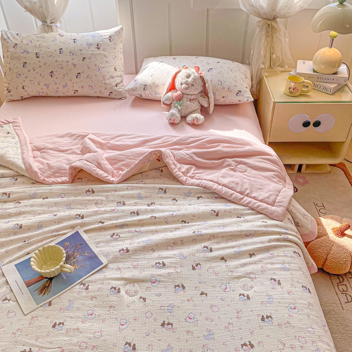 91家纺网 家纺一手货源 找家纺 （总）爱屋及屋 2026春夏新款小清新双层纱宽包边棉花夏被夏凉被空调被