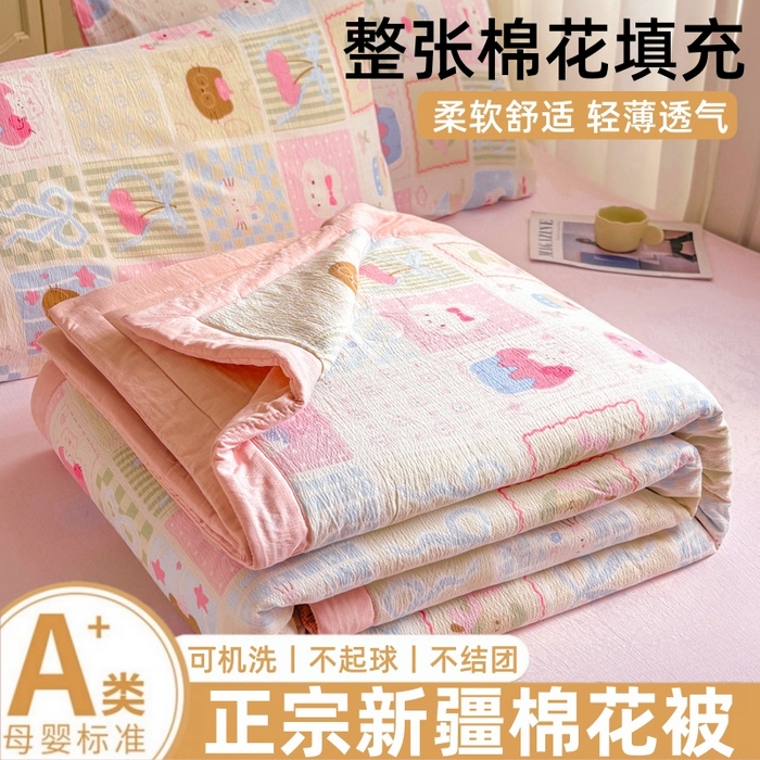 91家纺网 家纺一手货源 找家纺 （总）爱屋及屋 2026春夏新款小清新双层纱宽包边棉花夏被夏凉被空调被