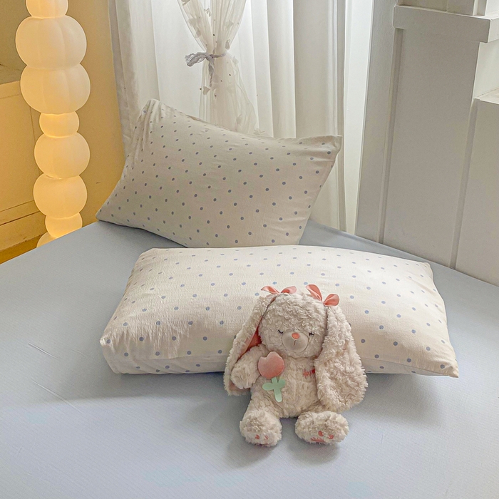 91家纺网 家纺一手货源 找家纺 爱屋及屋 2026春夏新款小清新双层纱宽包边棉花夏被夏凉被空调被 蓝点点