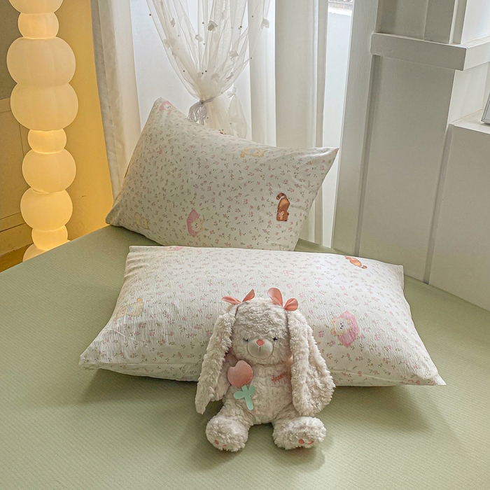 91家纺网 家纺一手货源 找家纺 爱屋及屋 2026春夏新款小清新双层纱宽包边棉花夏被夏凉被空调被 治愈小猫