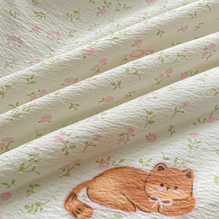 91家纺网 家纺一手货源 找家纺 爱屋及屋 2026春夏新款小清新双层纱宽包边棉花夏被夏凉被空调被 治愈小猫