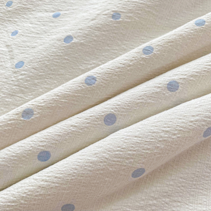 91家纺网 家纺一手货源 找家纺 爱屋及屋 2026春夏新款小清新双层纱宽包边棉花夏被夏凉被空调被 蓝点点