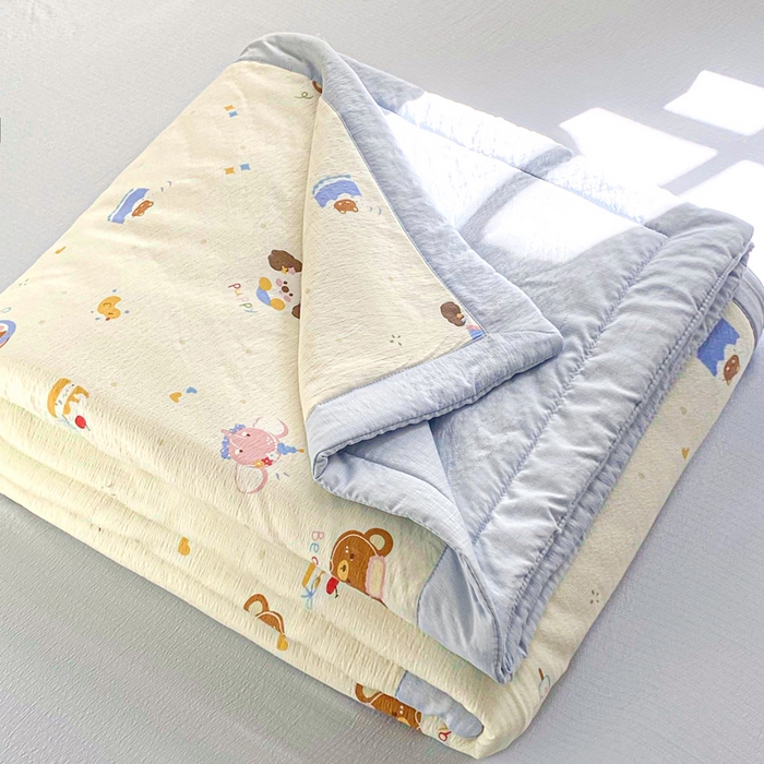 91家纺网 家纺一手货源 找家纺 爱屋及屋 2026春夏新款小清新双层纱宽包边棉花夏被夏凉被空调被 萌宠集