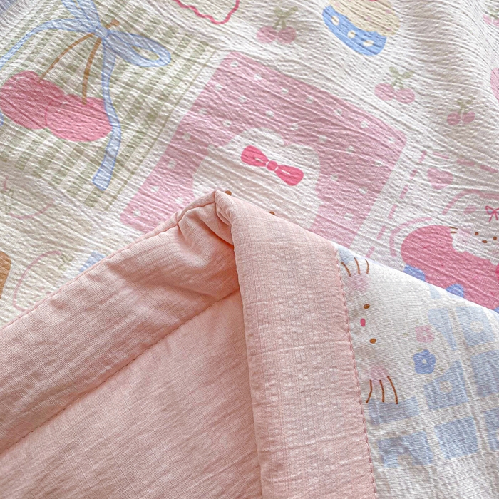 91家纺网 家纺一手货源 找家纺 爱屋及屋 2026春夏新款小清新双层纱宽包边棉花夏被夏凉被空调被 奶油块块