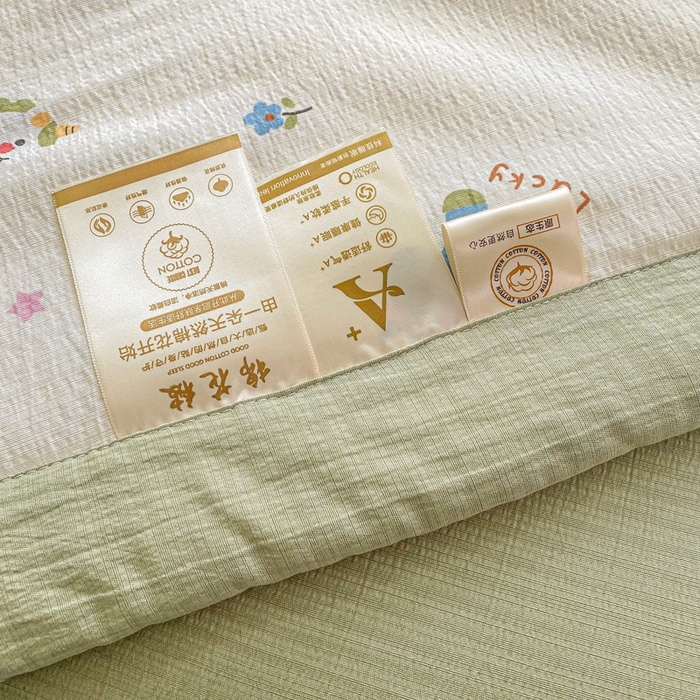 91家纺网 家纺一手货源 找家纺 爱屋及屋 2026春夏新款小清新双层纱宽包边棉花夏被夏凉被空调被 星星小马