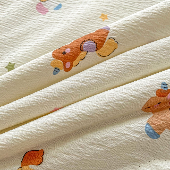 91家纺网 家纺一手货源 找家纺 爱屋及屋 2026春夏新款小清新双层纱宽包边棉花夏被夏凉被空调被 星星小马