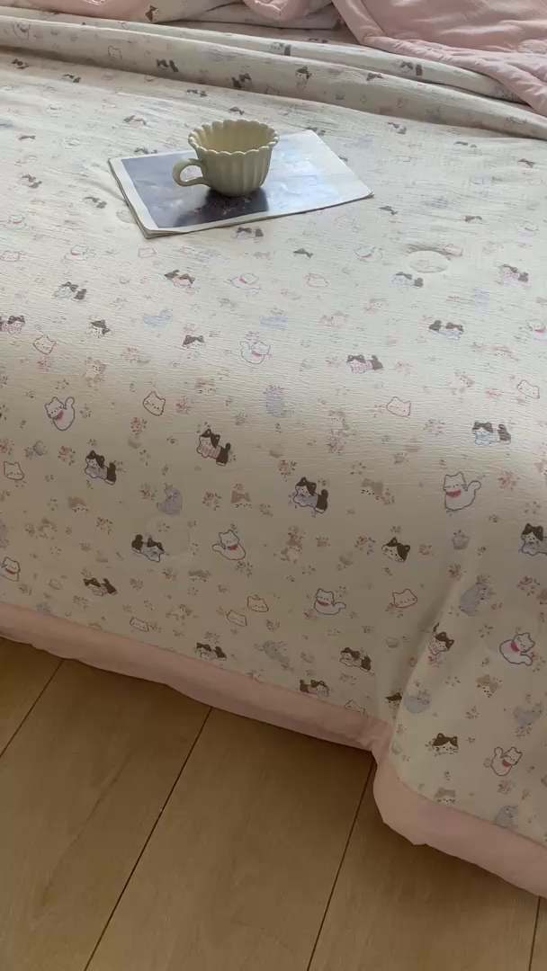 91家纺网 家纺一手货源 找家纺 （总）爱屋及屋 2026春夏新款小清新双层纱宽包边棉花夏被夏凉被空调被