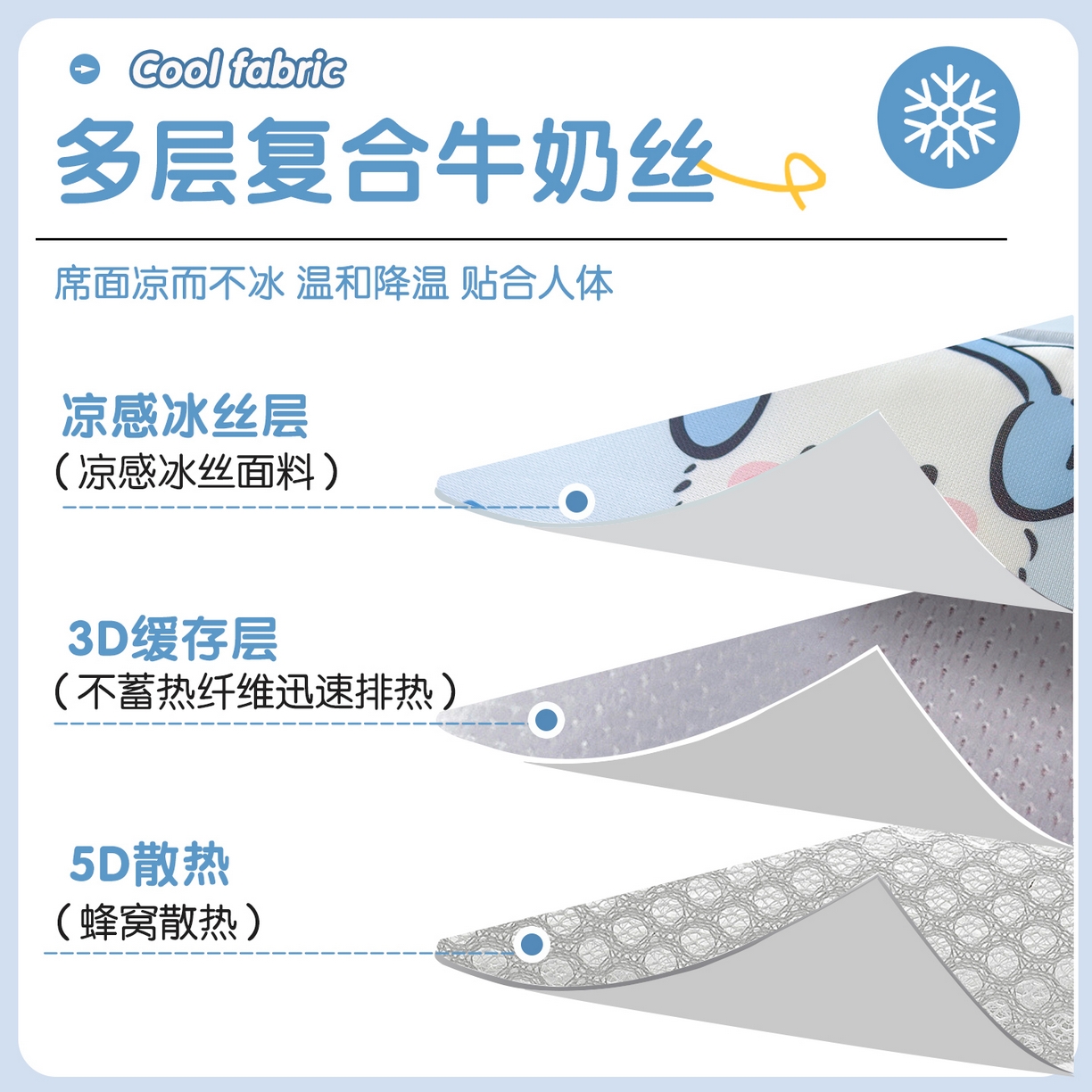 91家纺网 家纺一手货源 找家纺 丽美人家纺 2026新款柔软亲肤儿童冰丝枕套 听歌小团子