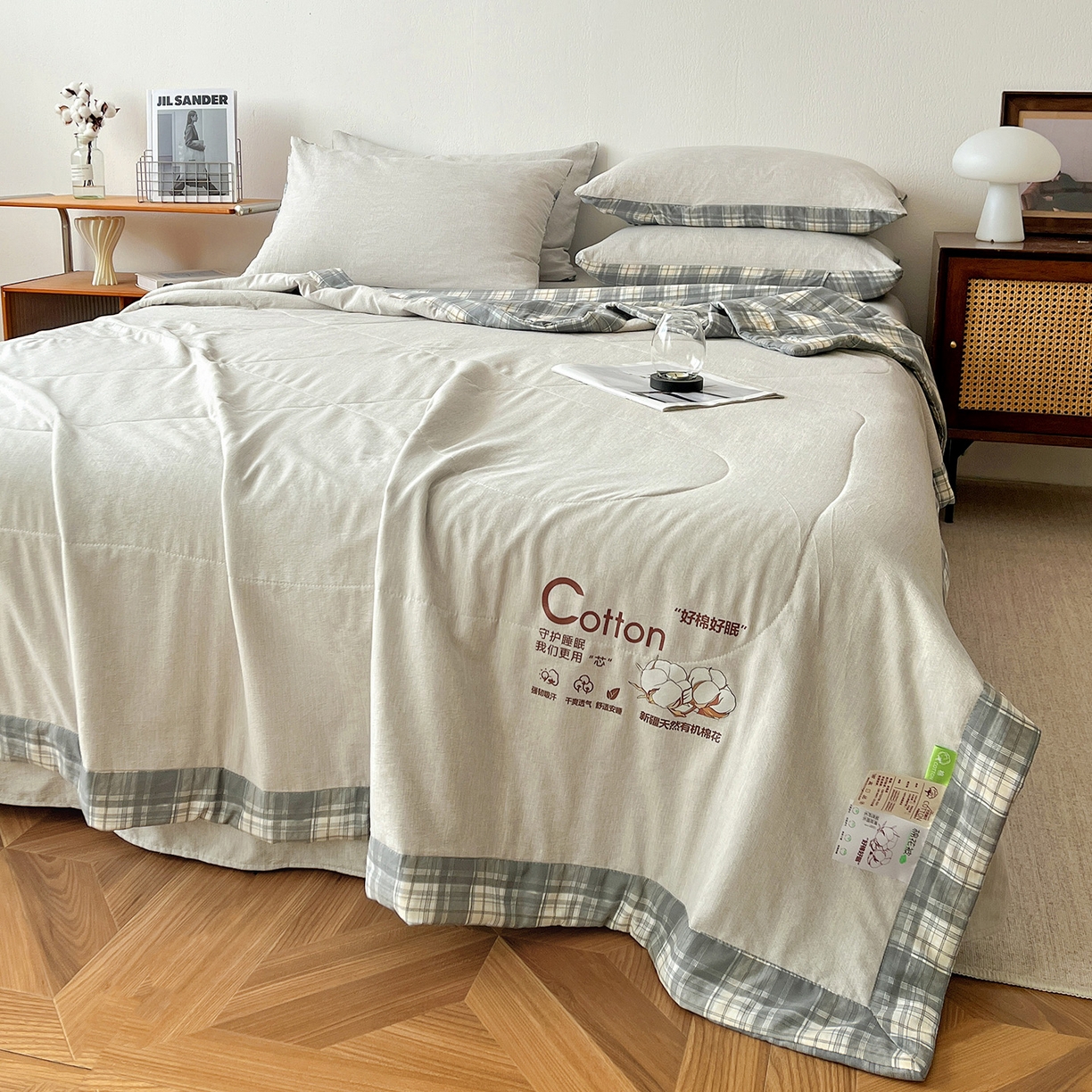 91家纺网 家纺一手货源 找家纺 （总）云玲时尚 2026新款100%新疆棉花水洗色织夏被四件套