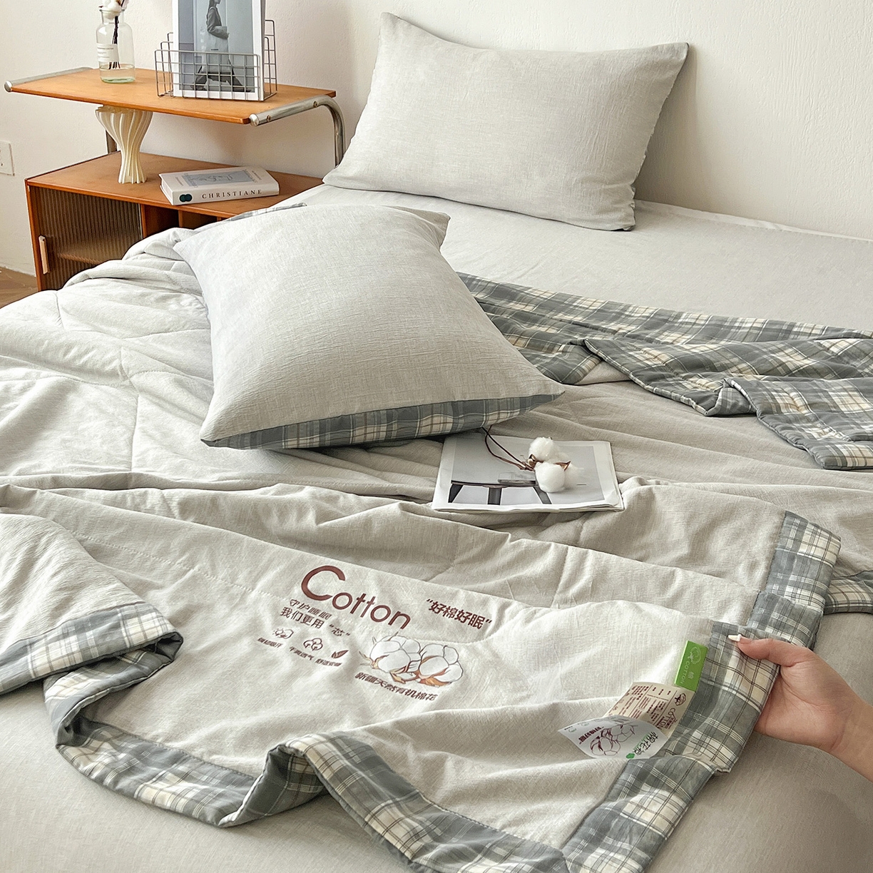 91家纺网 家纺一手货源 找家纺 （总）云玲时尚 2026新款100%新疆棉花水洗色织夏被四件套