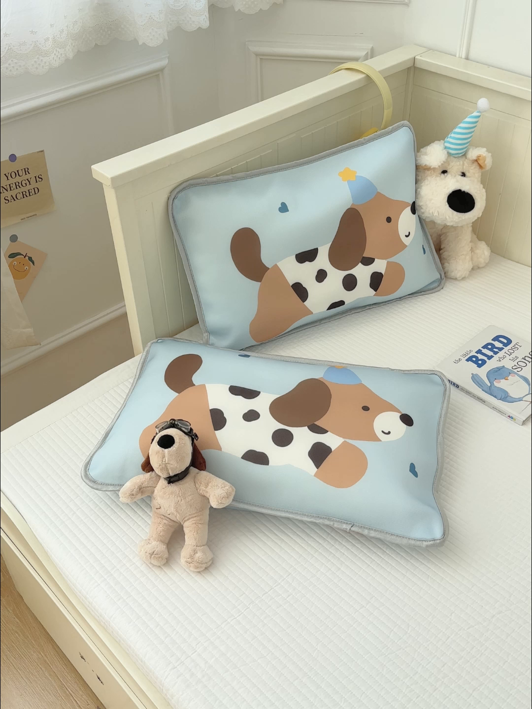 91家纺网 家纺一手货源 找家纺 丽美人家纺 2026新款柔软亲肤儿童冰丝枕套 斑点狗