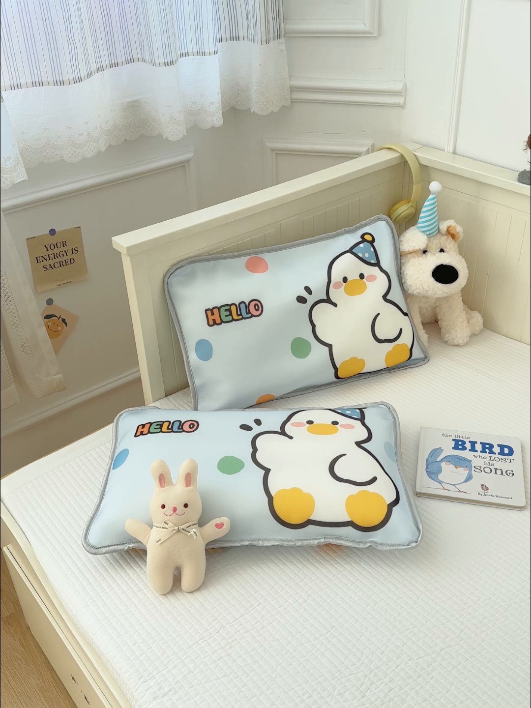 91家纺网 家纺一手货源 找家纺 丽美人家纺 2026新款柔软亲肤儿童冰丝枕套 加油鸭