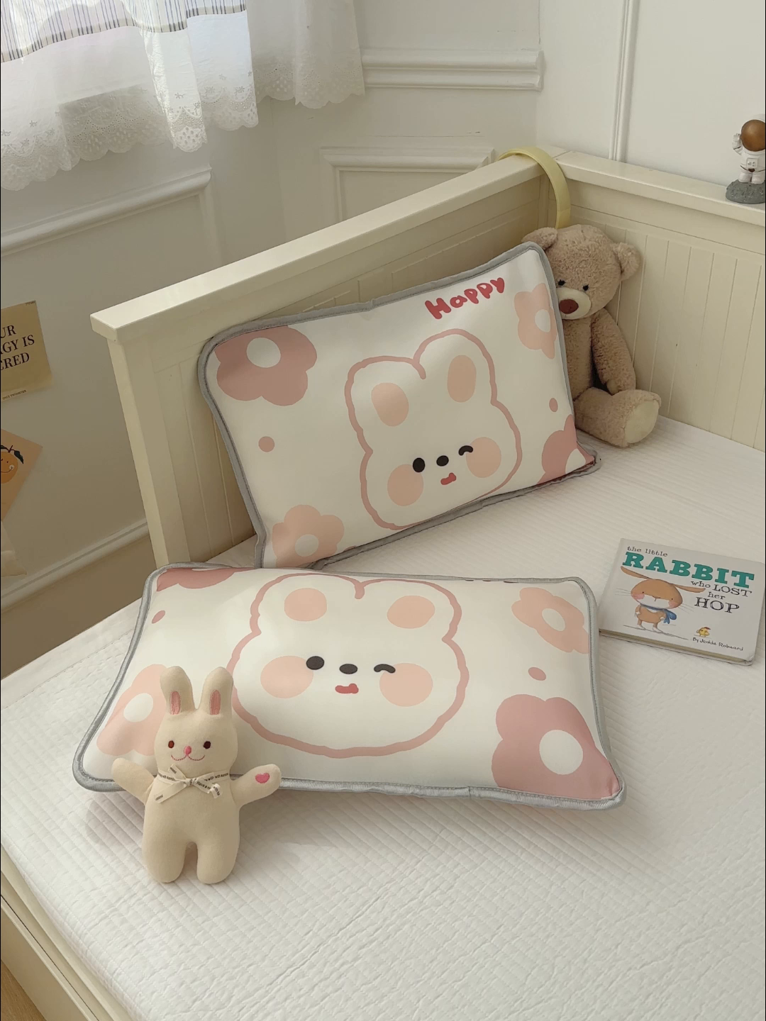 91家纺网 家纺一手货源 找家纺 丽美人家纺 2026新款柔软亲肤儿童冰丝枕套 可爱兔