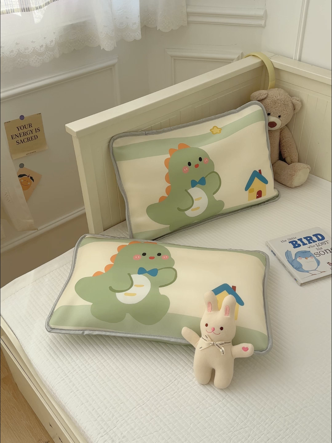 91家纺网 家纺一手货源 找家纺 丽美人家纺 2026新款柔软亲肤儿童冰丝枕套 恐龙屋