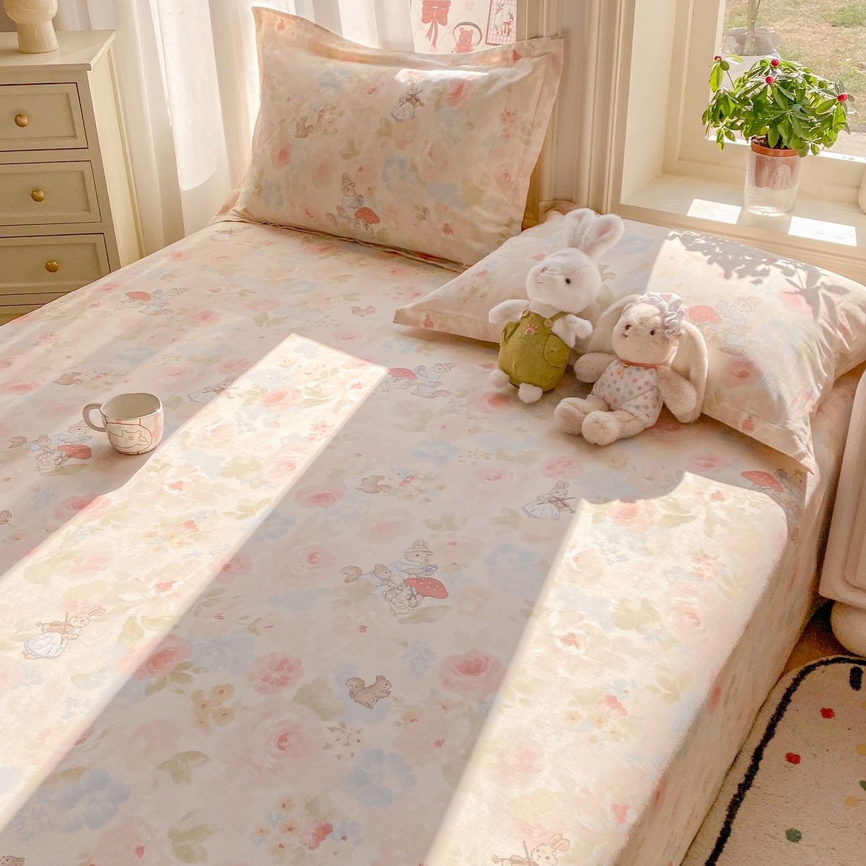 91家纺网 家纺一手货源 找家纺 女子家纺 2026新款全棉纯棉印花花卉款床单单品床单单件 油画弦音