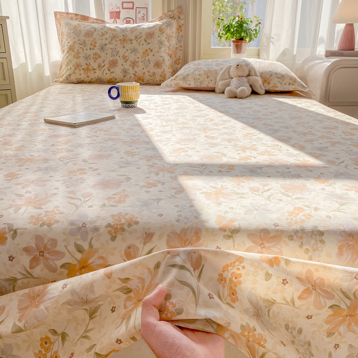 91家纺网 家纺一手货源 找家纺 女子家纺 2026新款全棉纯棉印花花卉款床单单品床单单件 苏糖咖