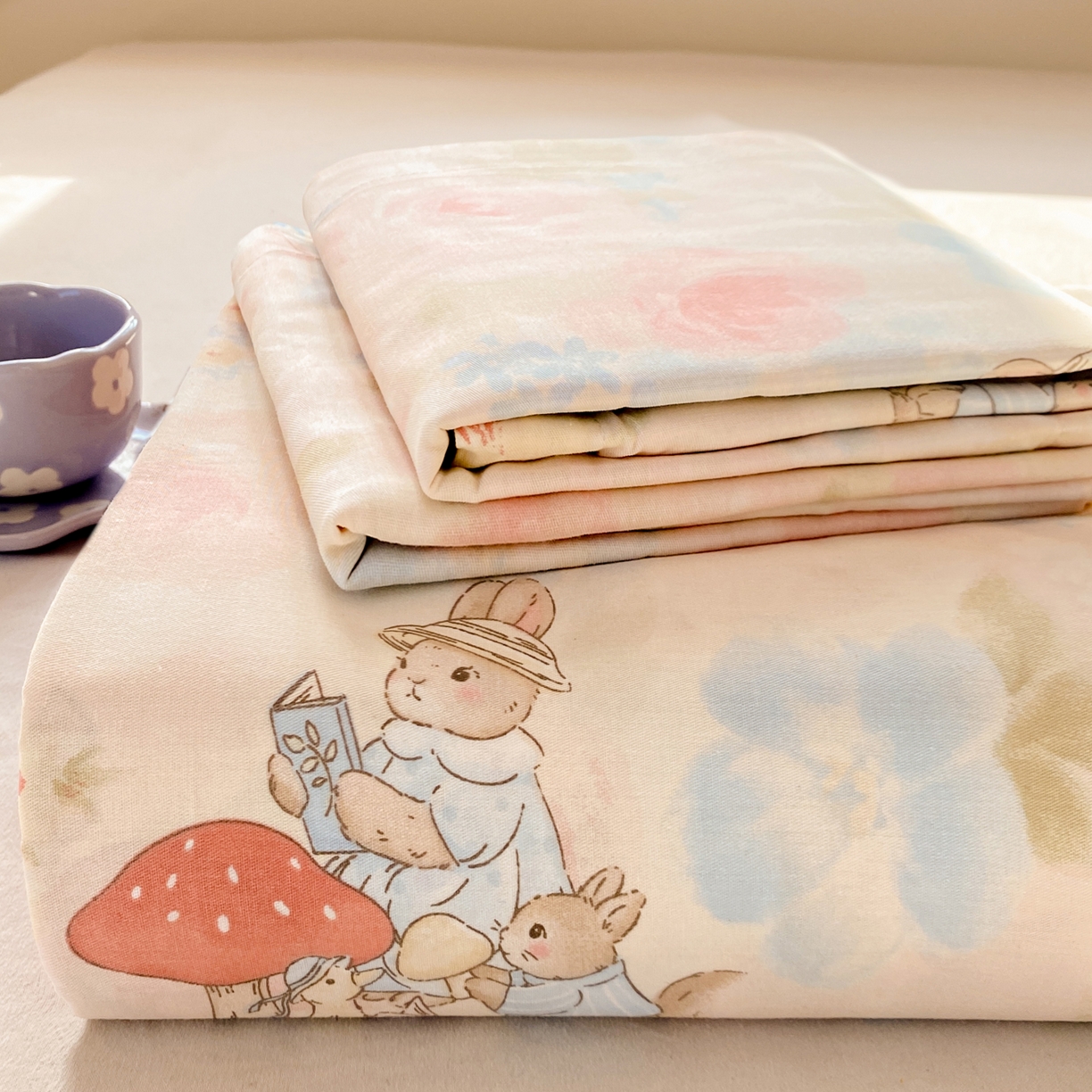 91家纺网 家纺一手货源 找家纺 女子家纺 2026新款全棉纯棉印花花卉款床单单品床单单件 油画弦音