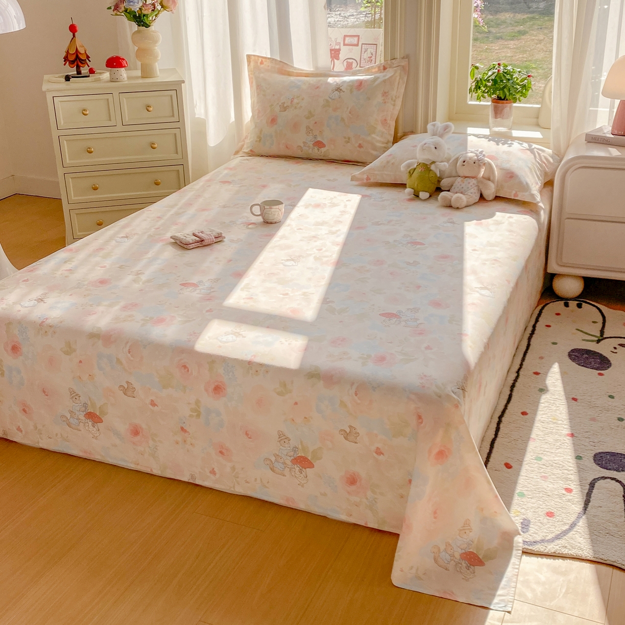 91家纺网 家纺一手货源 找家纺 女子家纺 2026新款全棉纯棉印花花卉款床单单品床单单件 油画弦音