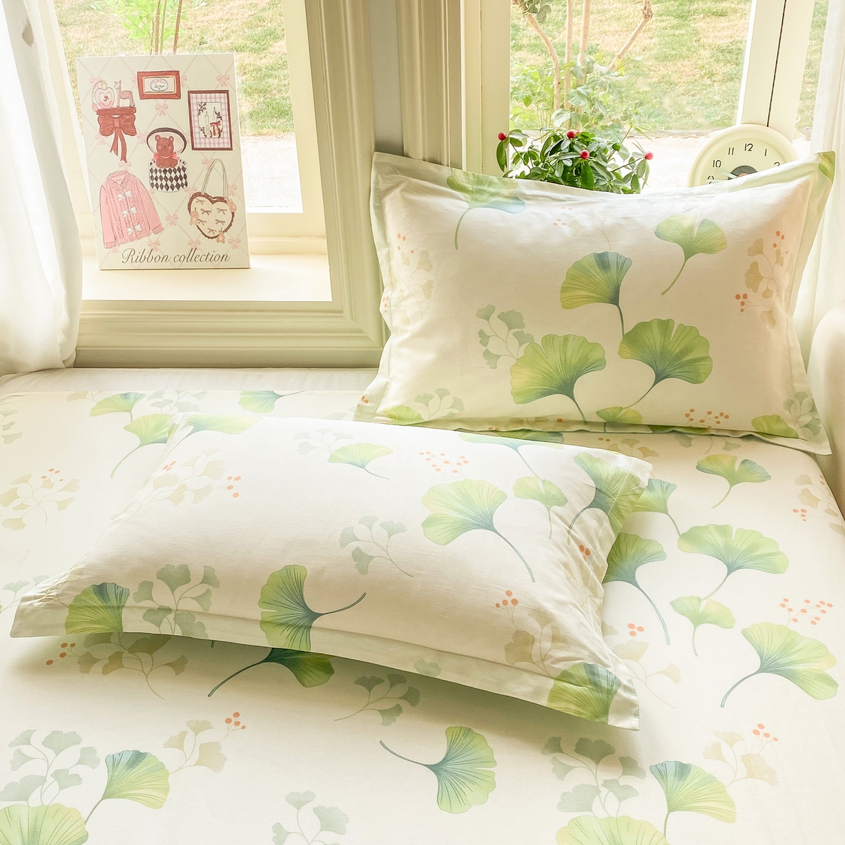 91家纺网 家纺一手货源 找家纺 女子家纺 2026新款全棉纯棉印花花卉款床单单品床单单件 青绿银杏