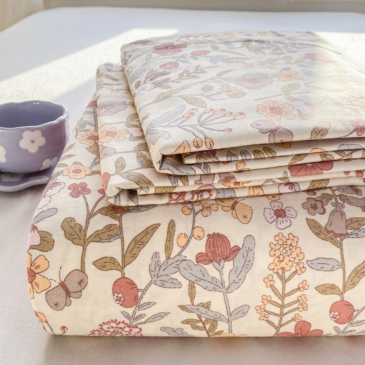 91家纺网 家纺一手货源 找家纺 女子家纺 2026新款全棉纯棉印花花卉款床单单品床单单件 京都花园