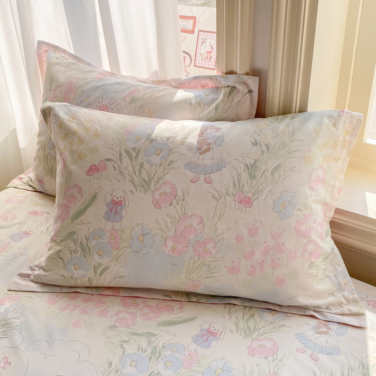 91家纺网 家纺一手货源 找家纺 女子家纺 2026新款全棉纯棉印花花卉款床单单品床单单件 花丛甜崽