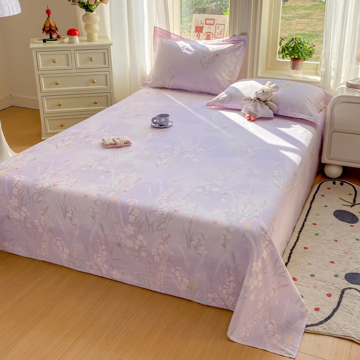 91家纺网 家纺一手货源 找家纺 女子家纺 2026新款全棉纯棉印花花卉款床单单品床单单件 普罗旺斯