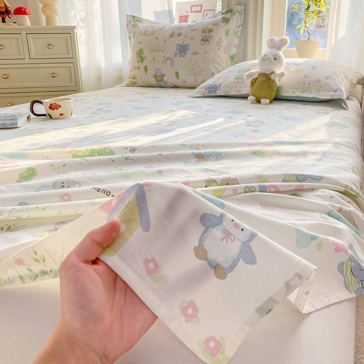 91家纺网 家纺一手货源 找家纺 女子家纺 2026新款全棉纯棉印花花卉款床单单品床单单件 妙趣乐园