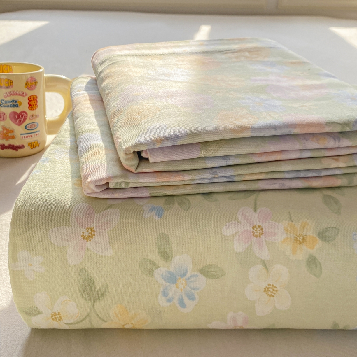 91家纺网 家纺一手货源 找家纺 女子家纺 2026新款全棉纯棉印花花卉款床单单品床单单件 徐徐花开