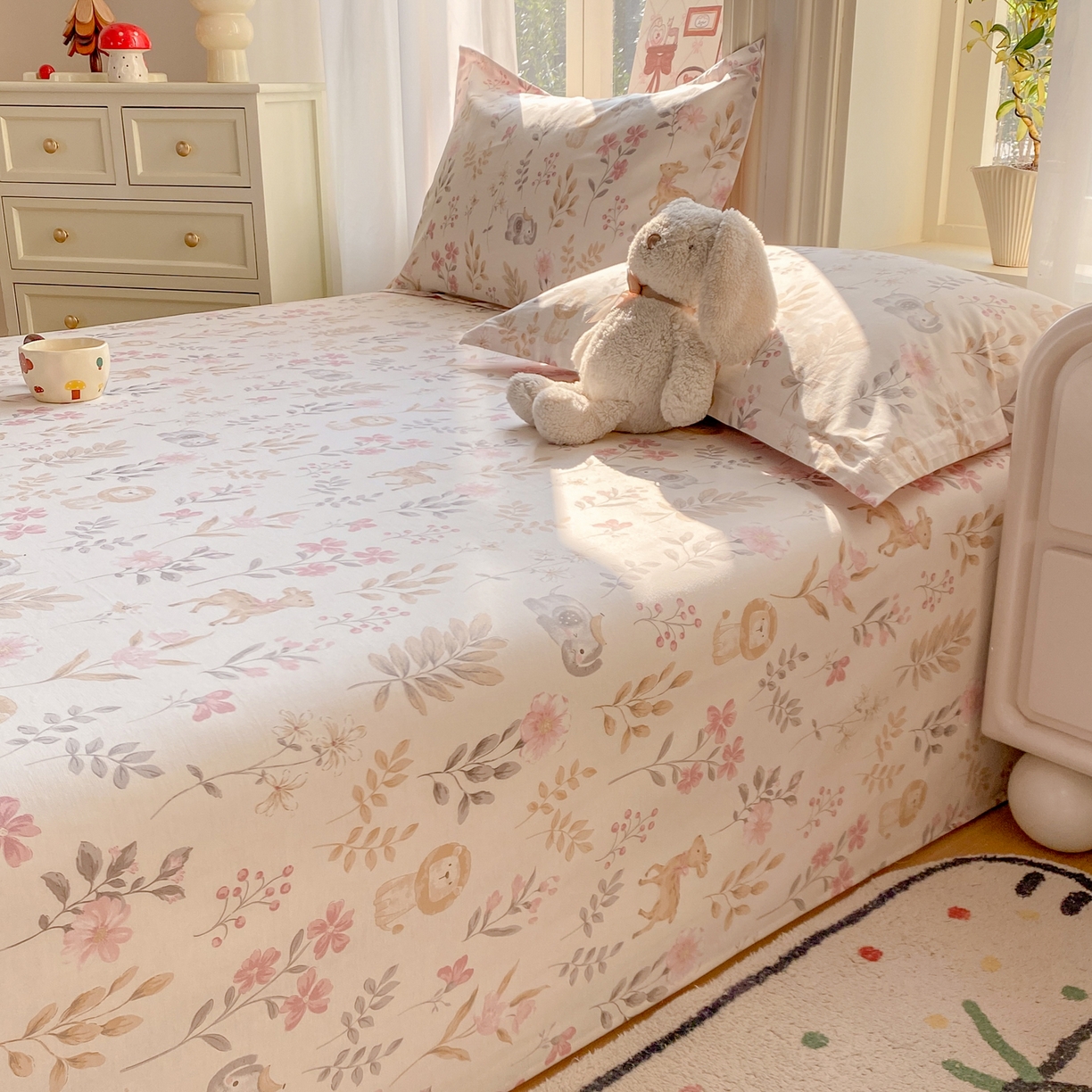 91家纺网 家纺一手货源 找家纺 女子家纺 2026新款全棉纯棉印花花卉款床单单品床单单件 自然手记粉