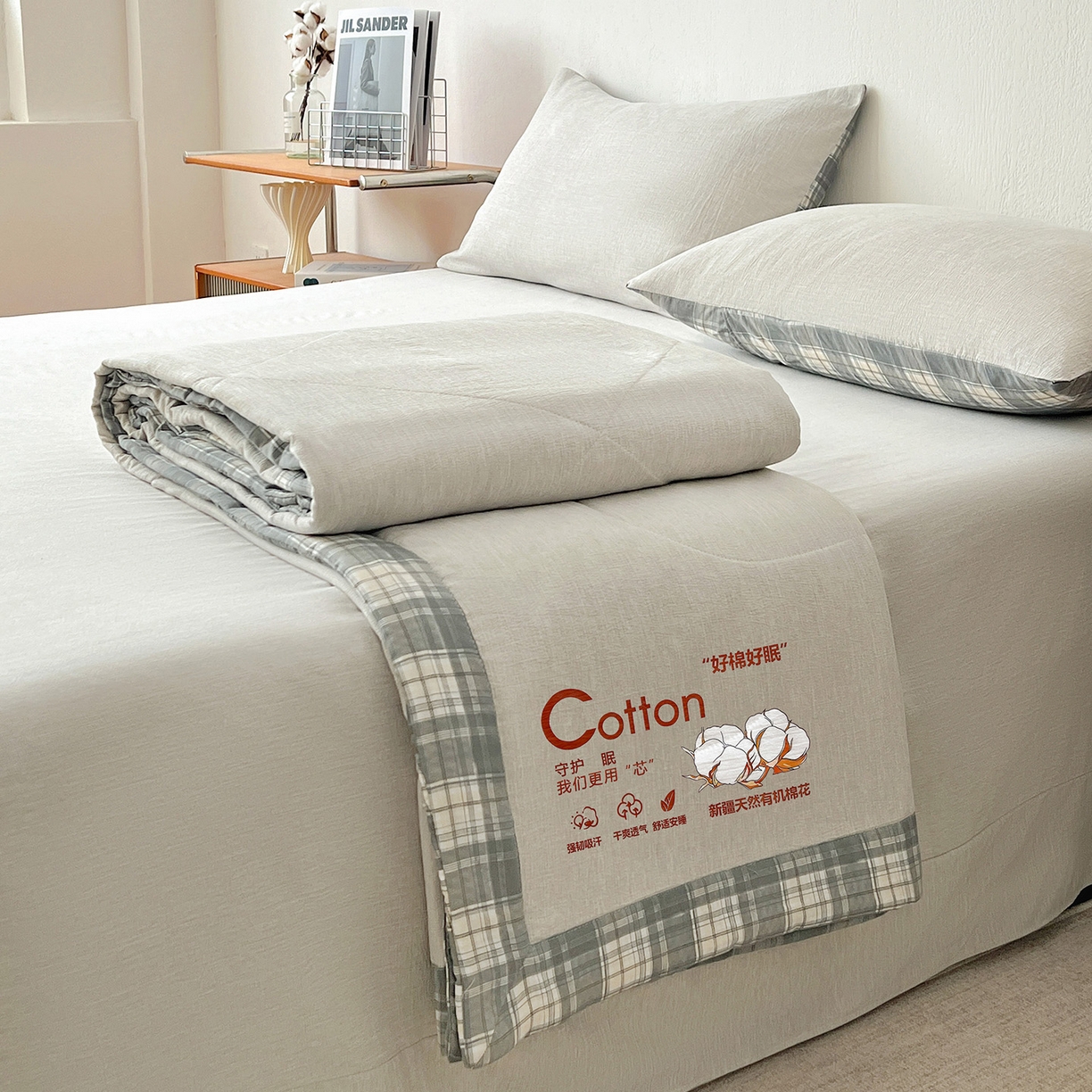 91家纺网 家纺一手货源 找家纺 （总）云玲时尚 2026新款100%新疆棉花水洗色织夏被四件套