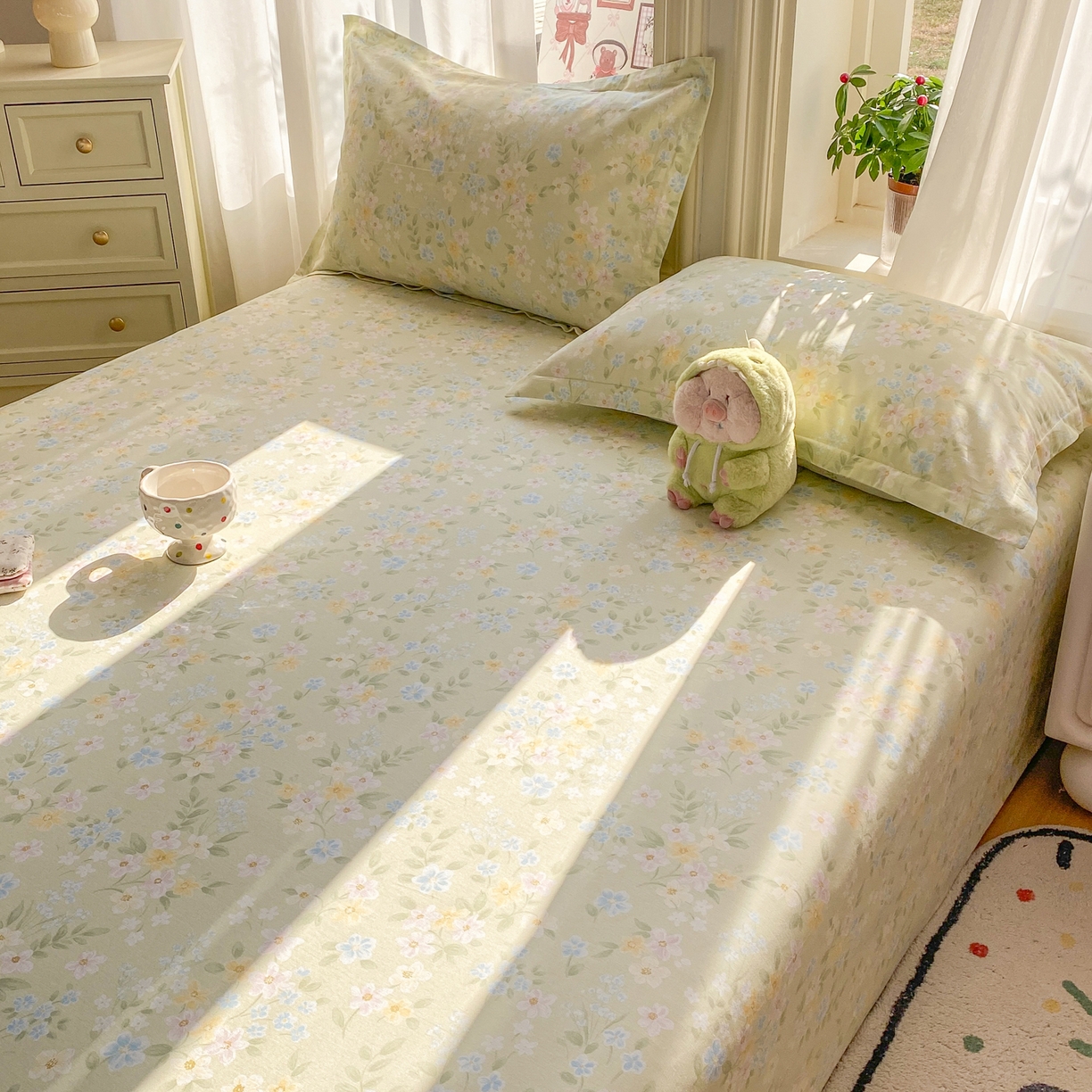 91家纺网 家纺一手货源 找家纺 女子家纺 2026新款全棉纯棉印花花卉款床单单品床单单件 徐徐花开