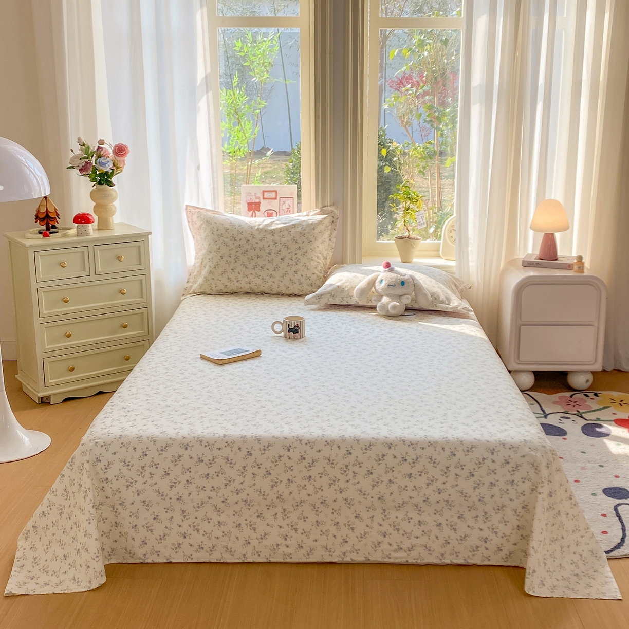 91家纺网 家纺一手货源 找家纺 女子家纺 2026新款全棉纯棉印花花卉款床单单品床单单件 星辰蔷薇