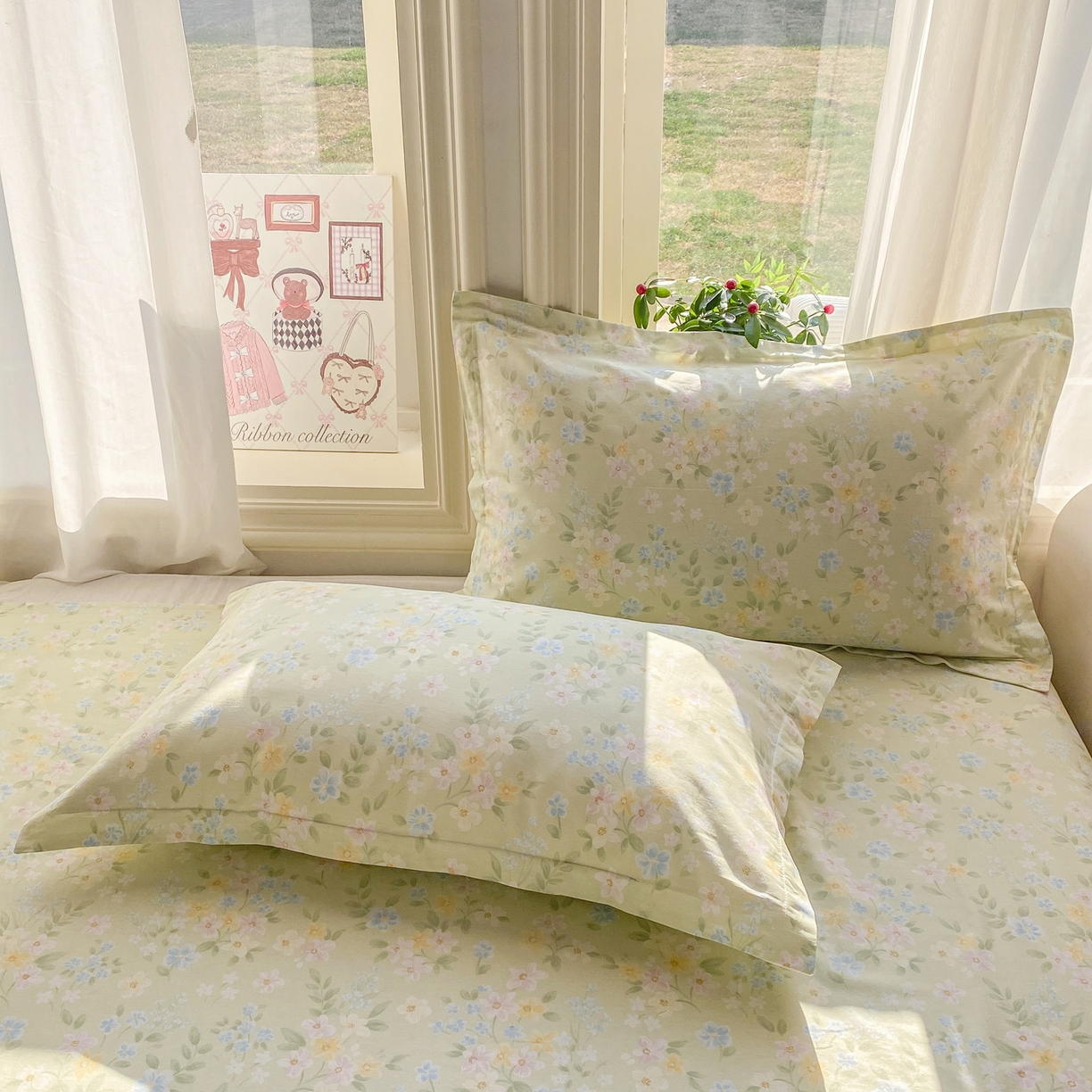 91家纺网 家纺一手货源 找家纺 女子家纺 2026新款全棉纯棉印花花卉款床单单品床单单件 徐徐花开