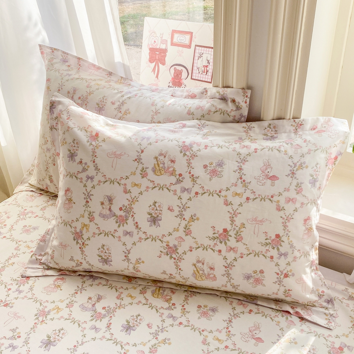 91家纺网 家纺一手货源 找家纺 女子家纺 2026新款全棉纯棉印花花卉款床单单品床单单件 童话花町