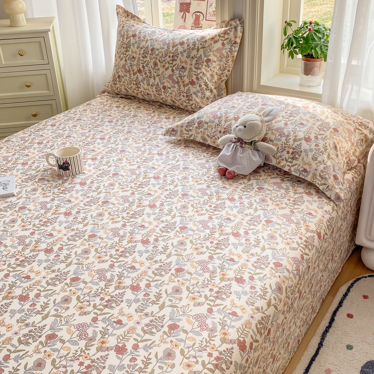 91家纺网 家纺一手货源 找家纺 女子家纺 2026新款全棉纯棉印花花卉款床单单品床单单件 京都花园