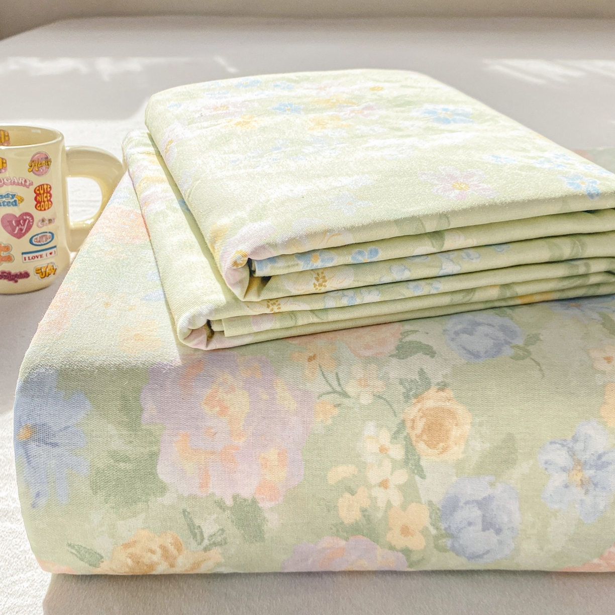 91家纺网 家纺一手货源 找家纺 女子家纺 2026新款全棉纯棉印花花卉款床单单品床单单件 栀子花语