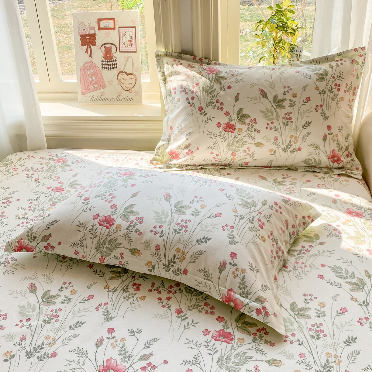 91家纺网 家纺一手货源 找家纺 女子家纺 2026新款全棉纯棉印花花卉款床单单品床单单件 玉笛花间