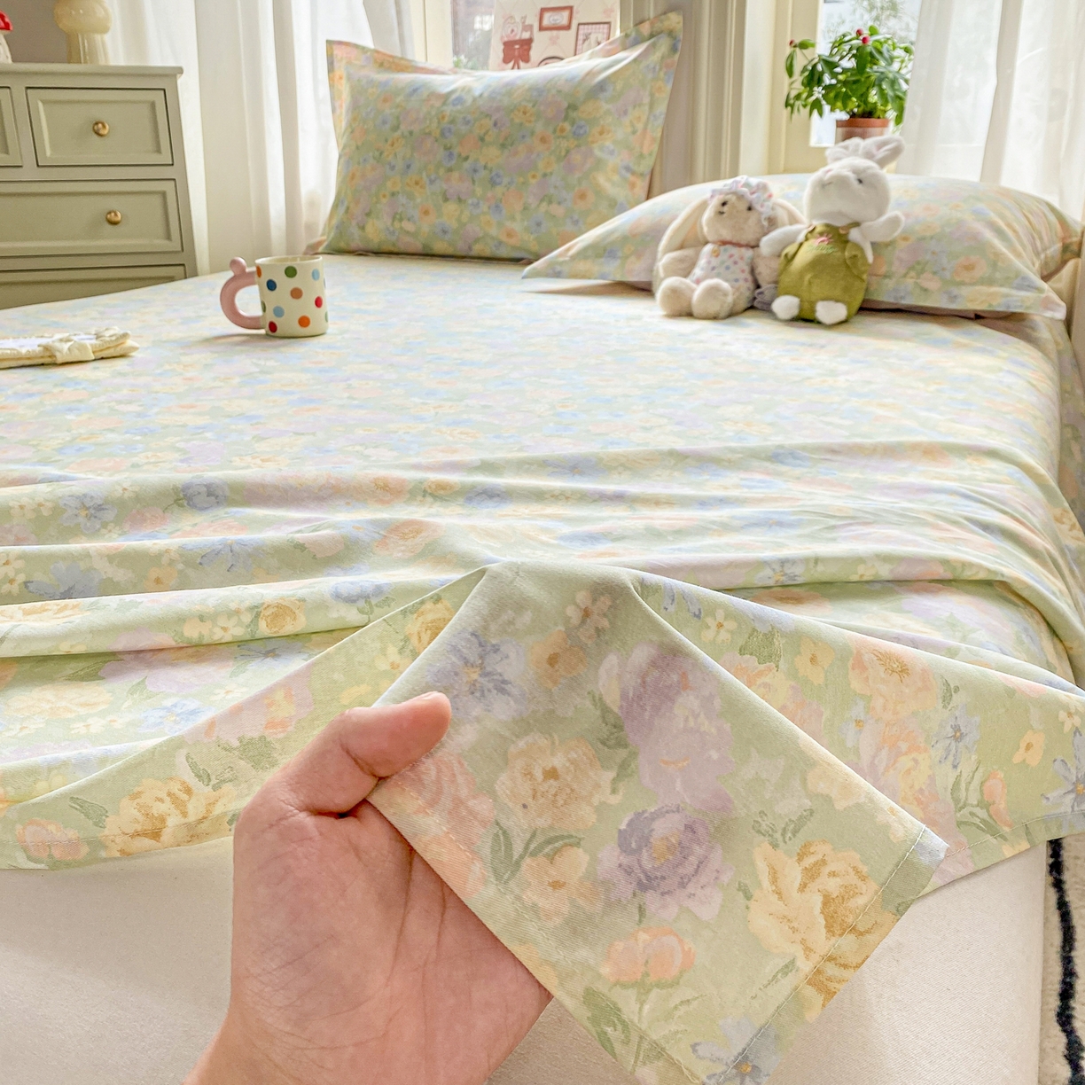 91家纺网 家纺一手货源 找家纺 女子家纺 2026新款全棉纯棉印花花卉款床单单品床单单件 栀子花语