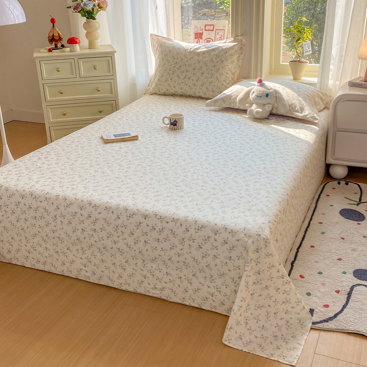 91家纺网 家纺一手货源 找家纺 女子家纺 2026新款全棉纯棉印花花卉款床单单品床单单件 星辰蔷薇