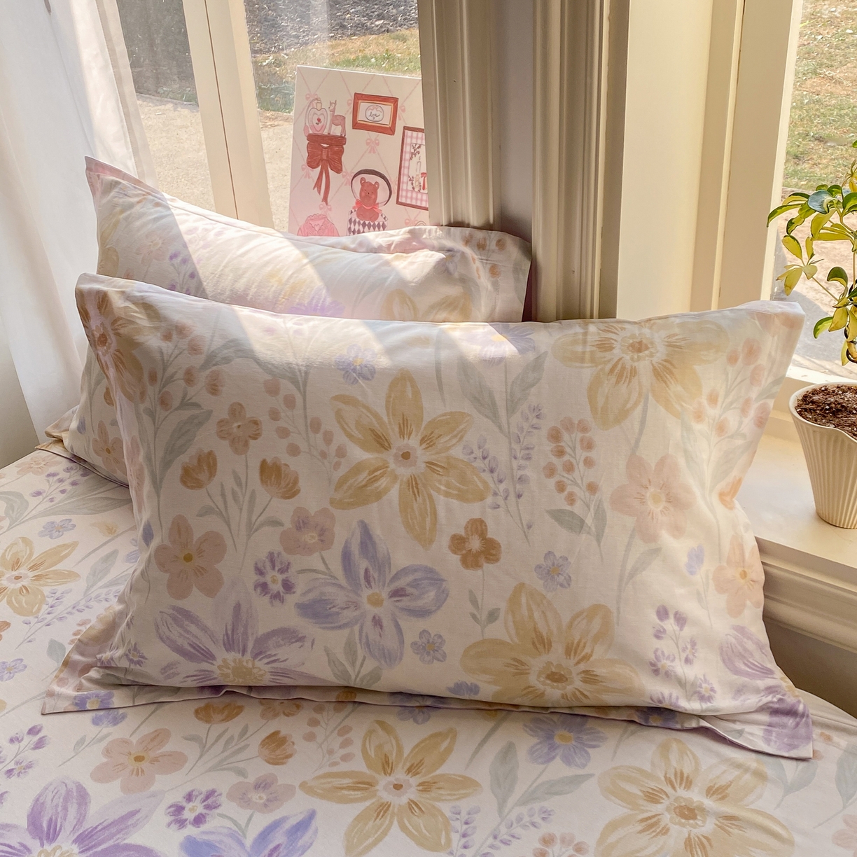 91家纺网 家纺一手货源 找家纺 女子家纺 2026新款全棉纯棉印花花卉款床单单品床单单件 柔色花笺