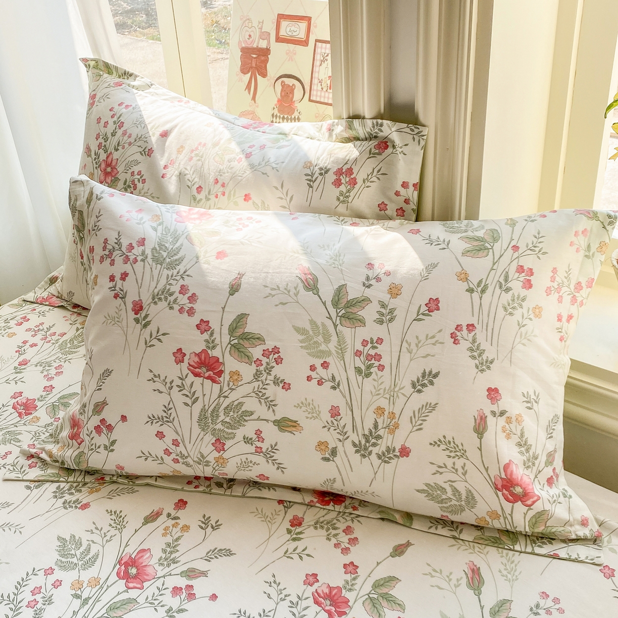 91家纺网 家纺一手货源 找家纺 女子家纺 2026新款全棉纯棉印花花卉款床单单品床单单件 玉笛花间