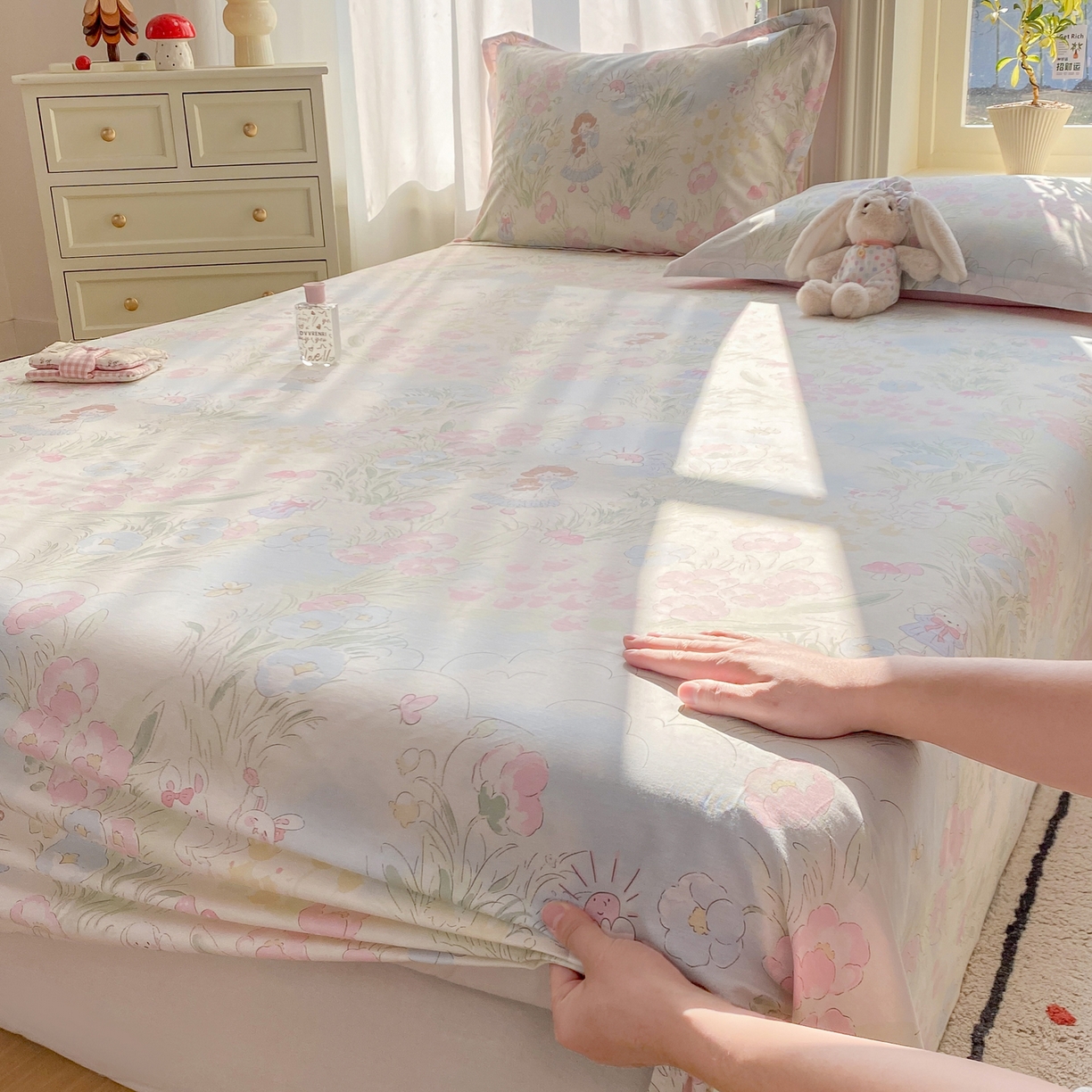女子家纺 2026新款全棉纯棉印花花卉款床单单品床单单件 花丛甜崽