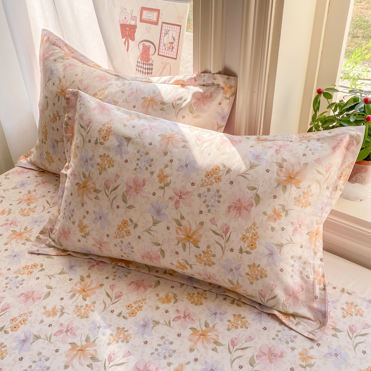 91家纺网 家纺一手货源 找家纺 女子家纺 2026新款全棉纯棉印花花卉款床单单品床单单件 苏糖粉