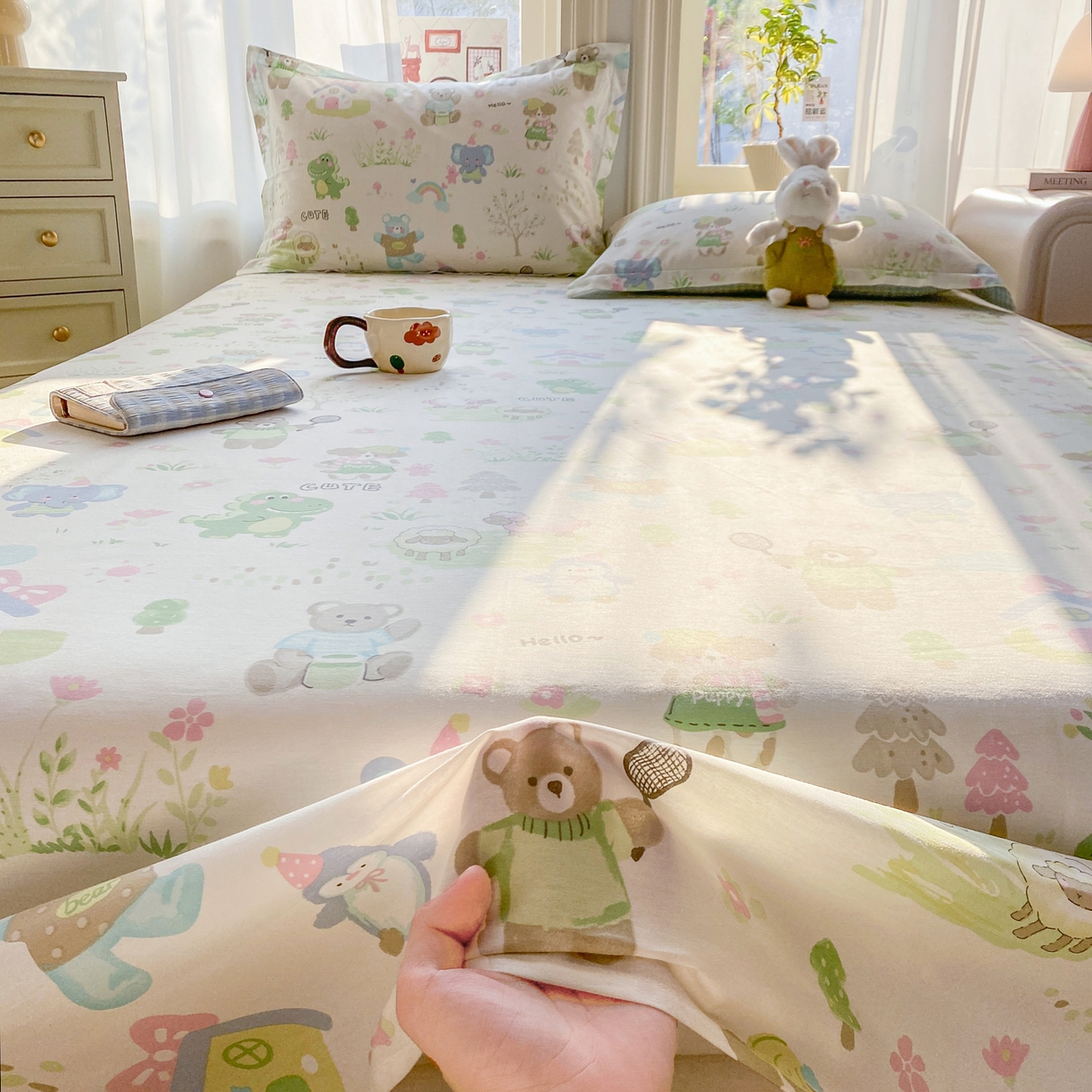 91家纺网 家纺一手货源 找家纺 女子家纺 2026新款全棉纯棉印花花卉款床单单品床单单件 妙趣乐园